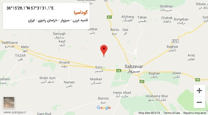 روستای گوداسیا بر روی نقشه