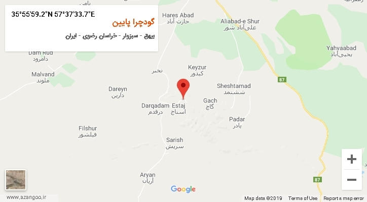 روستای گودچرا پایین بر روی نقشه