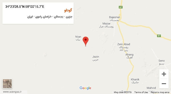 روستای گودلو بر روی نقشه