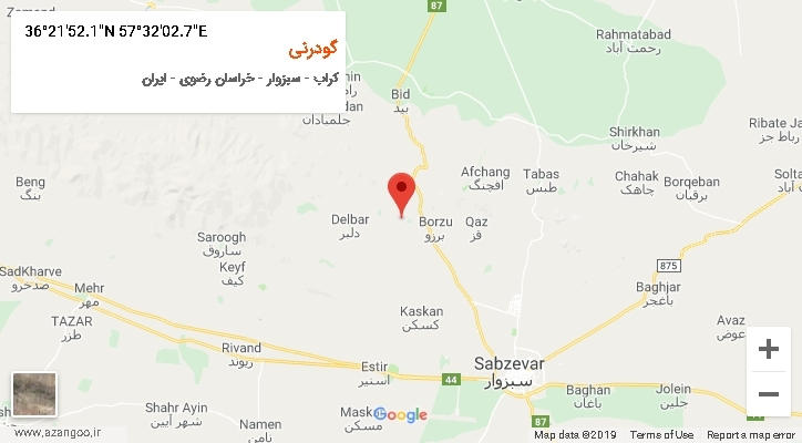 روستای گودرنی بر روی نقشه