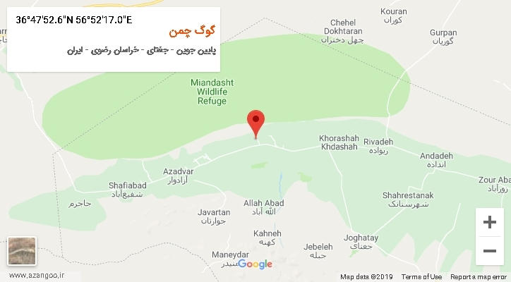روستای گوگ چمن بر روی نقشه