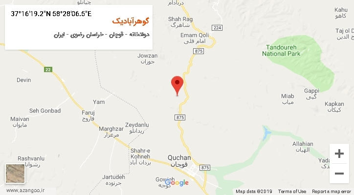 روستای گوهرآبادیک بر روی نقشه