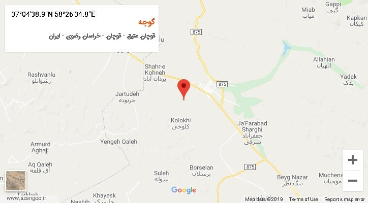 روستای گوجه بر روی نقشه