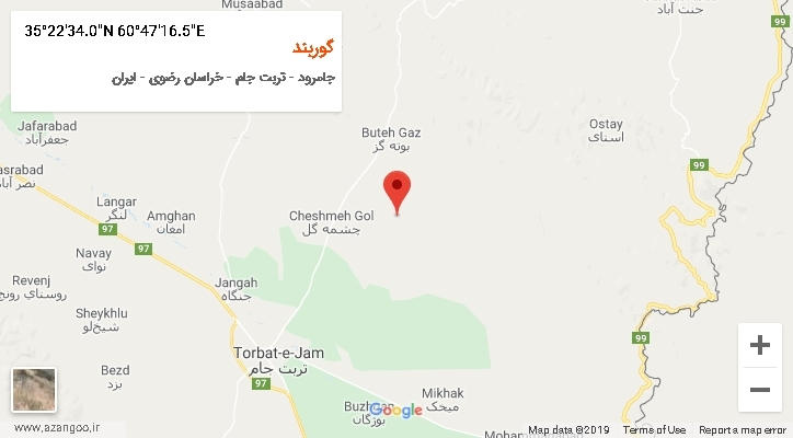 روستای گوربند بر روی نقشه