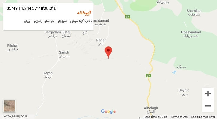 روستای گورخانه بر روی نقشه