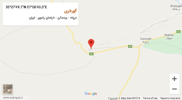 روستای گورخری بر روی نقشه