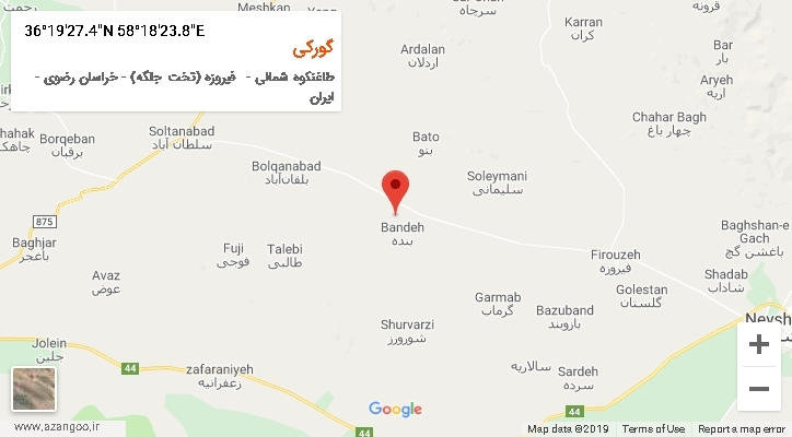 روستای گورکی بر روی نقشه