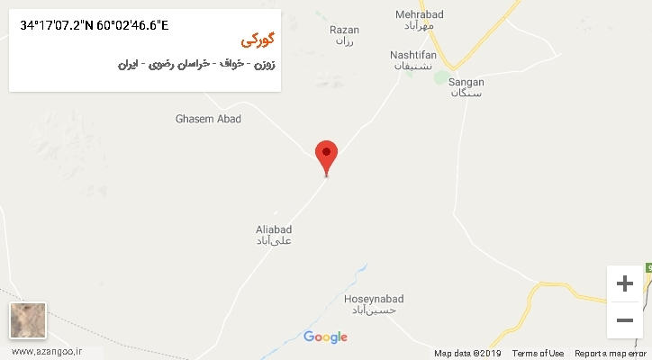 روستای گورکی بر روی نقشه
