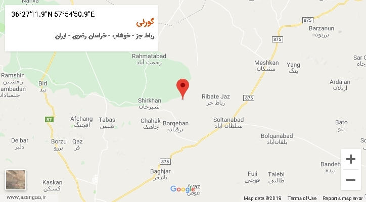 روستای گورلی بر روی نقشه