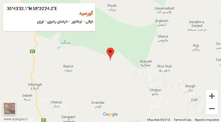 روستای گورسید بر روی نقشه