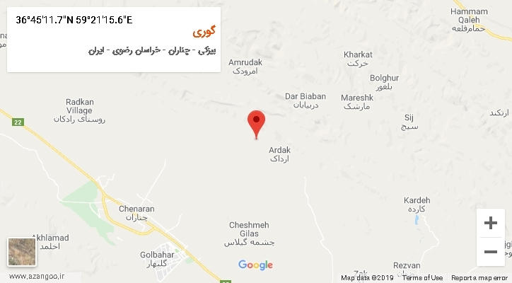 روستای گوری بر روی نقشه