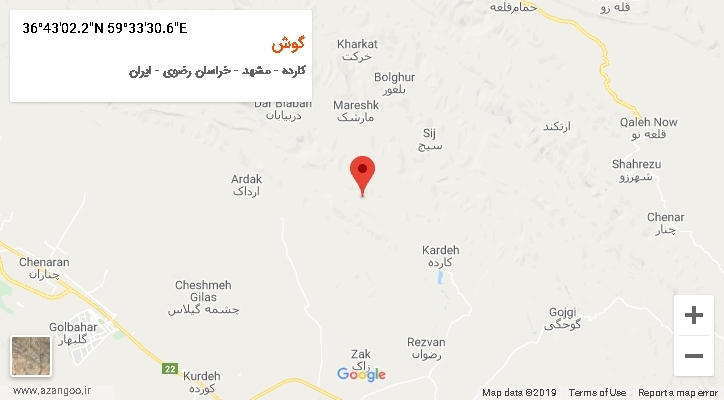 روستای گوش بر روی نقشه