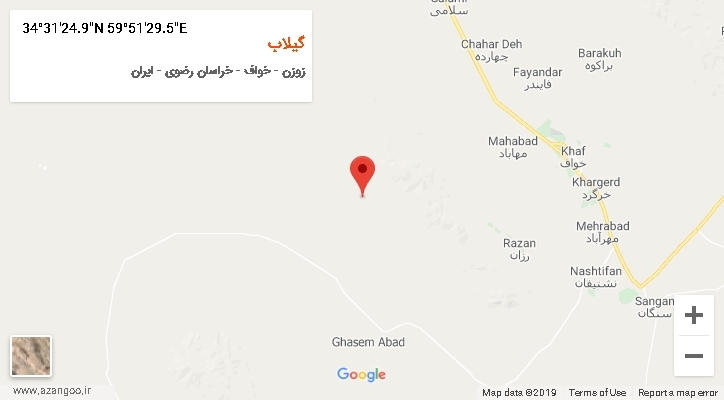 روستای گیلاب بر روی نقشه