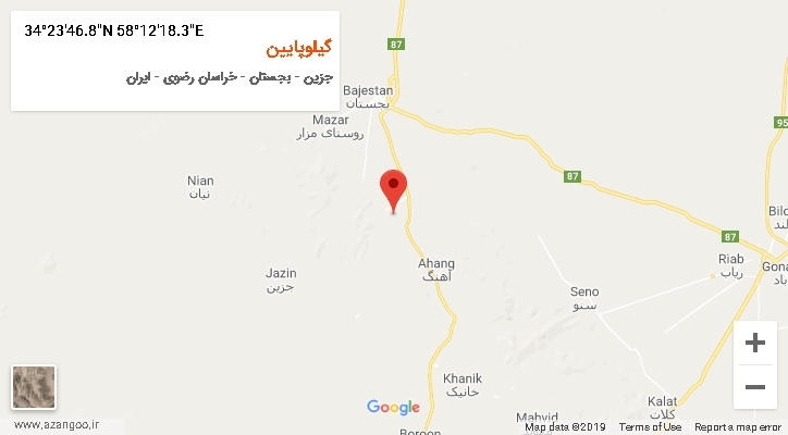 روستای گیلوپایین بر روی نقشه