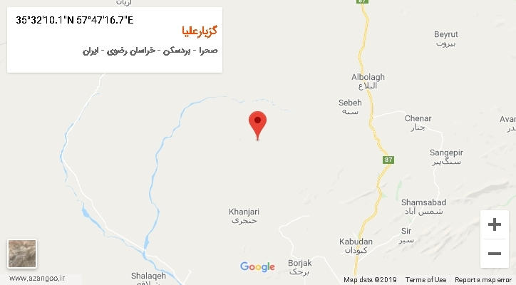 روستای گزبارعلیا بر روی نقشه