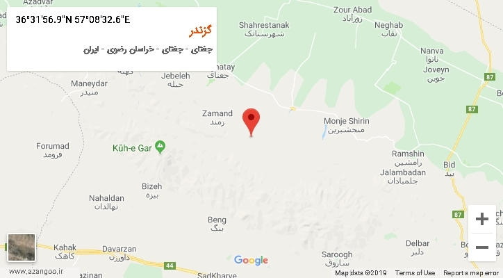 روستای گزندر بر روی نقشه