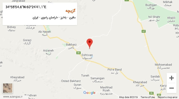 روستای گزیچه بر روی نقشه