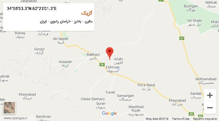 روستای گزیک بر روی نقشه