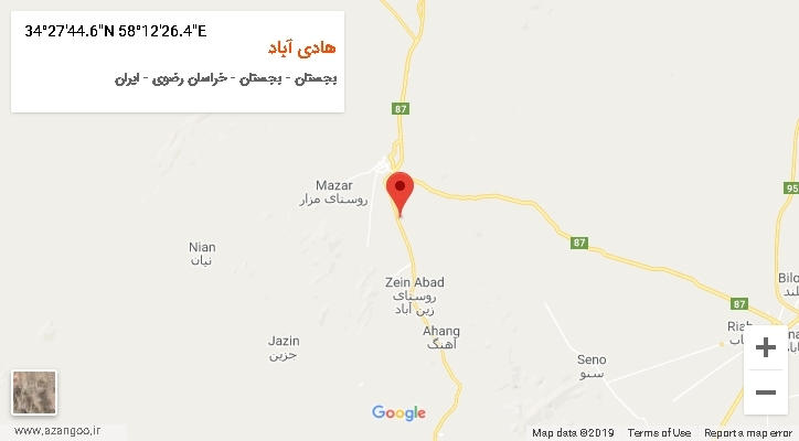 روستای هادی آباد بر روی نقشه
