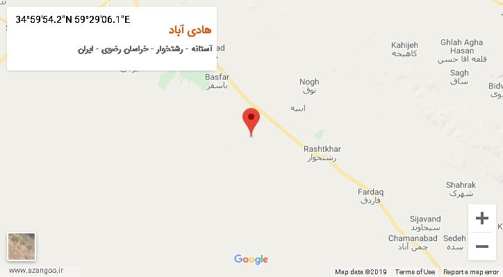 روستای هادی آباد بر روی نقشه