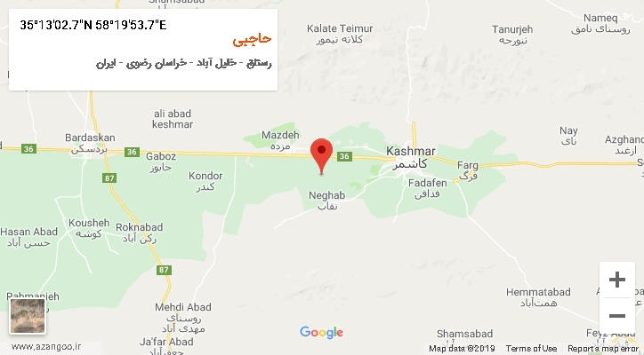 روستای حاجبی بر روی نقشه