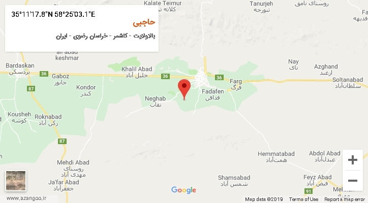 روستای حاجبی بر روی نقشه