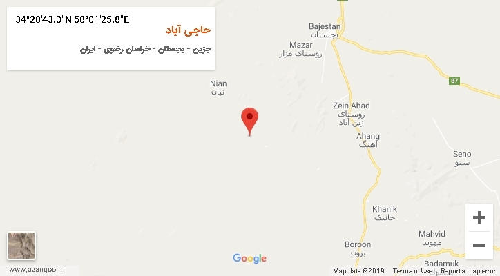 روستای حاجی آباد بر روی نقشه