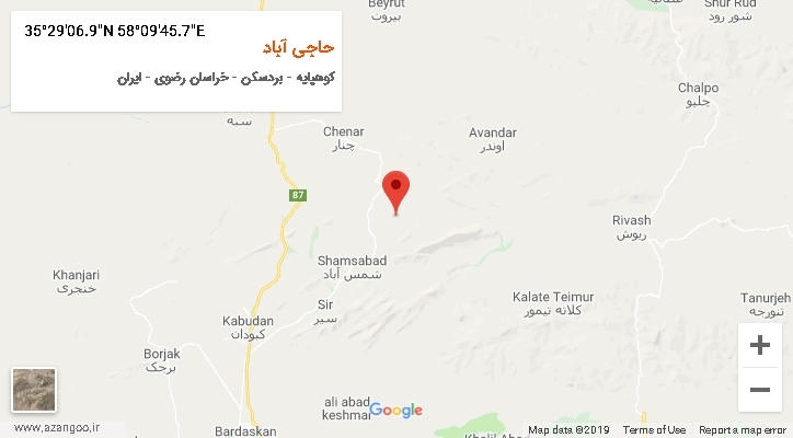 روستای حاجی آباد بر روی نقشه