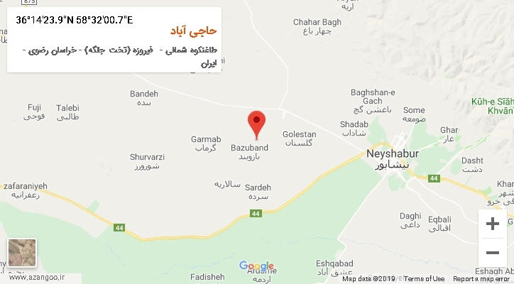 روستای حاجی آباد بر روی نقشه