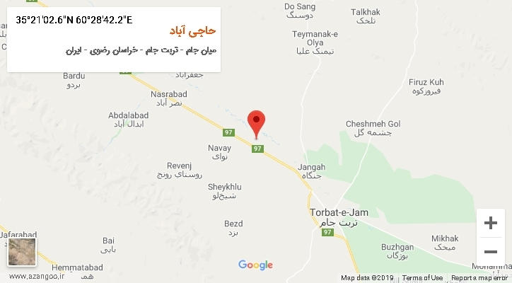 روستای حاجی آباد بر روی نقشه