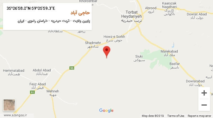 روستای حاجی آباد بر روی نقشه