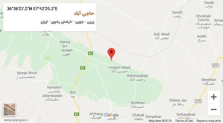 روستای حاجی آباد بر روی نقشه