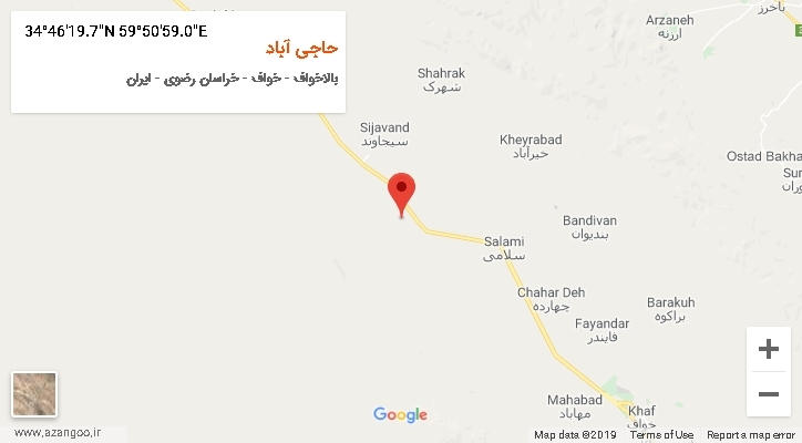 روستای حاجی آباد بر روی نقشه