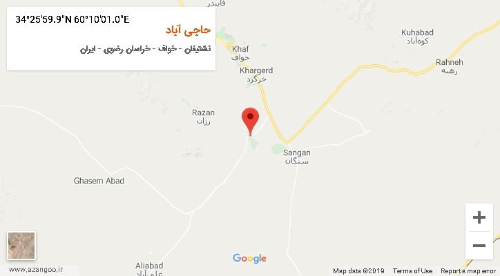 روستای حاجی آباد بر روی نقشه