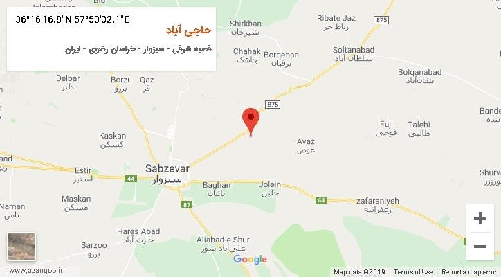 روستای حاجی آباد بر روی نقشه