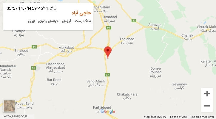روستای حاجی آباد بر روی نقشه