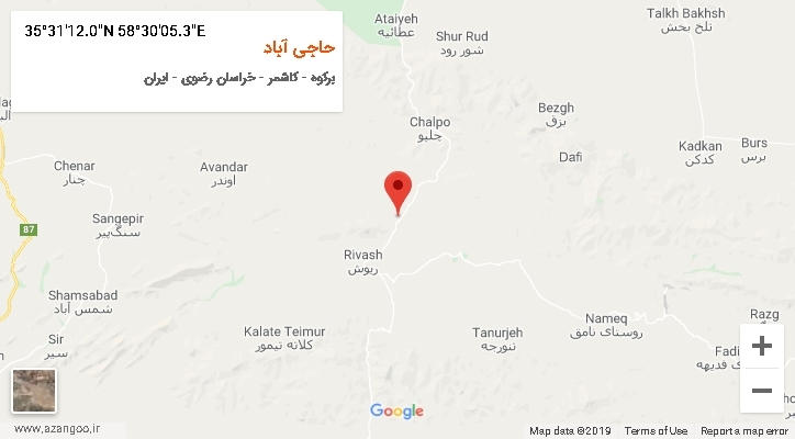روستای حاجی آباد بر روی نقشه