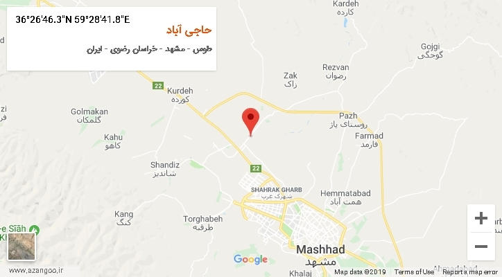 روستای حاجی آباد بر روی نقشه