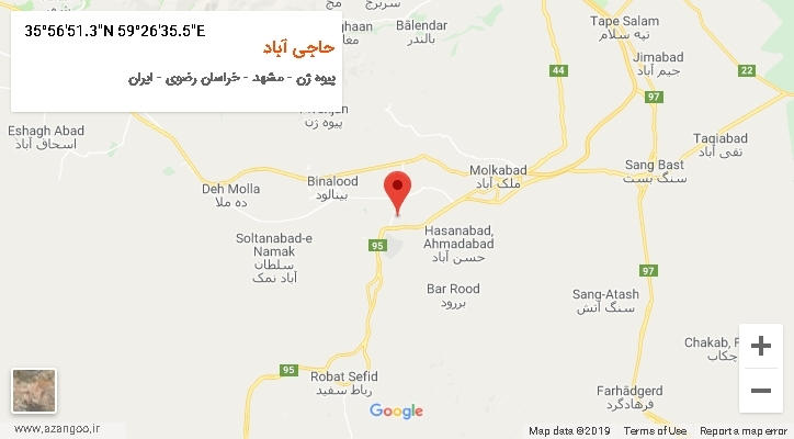 روستای حاجی آباد بر روی نقشه