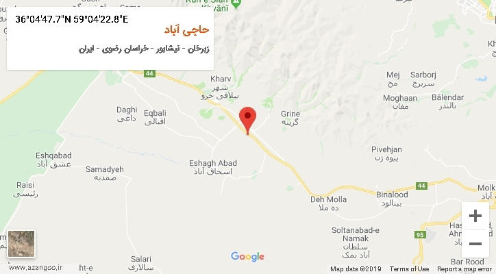 روستای حاجی آباد بر روی نقشه