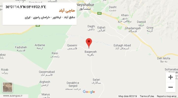 روستای حاجی آباد بر روی نقشه