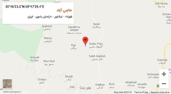 روستای حاجی آباد بر روی نقشه
