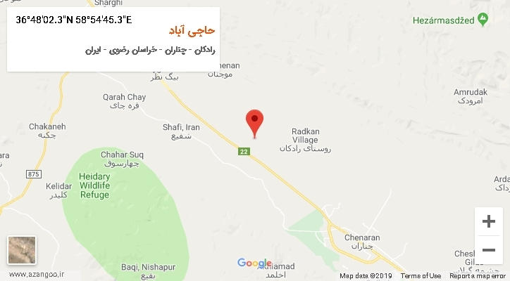 روستای حاجی آباد بر روی نقشه