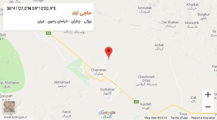 روستای حاجی آباد بر روی نقشه