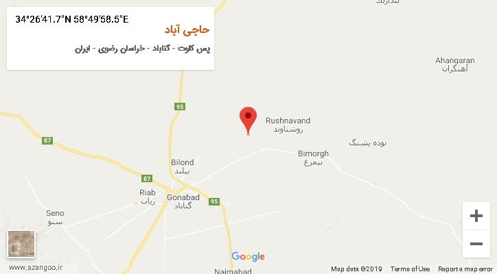 روستای حاجی آباد بر روی نقشه