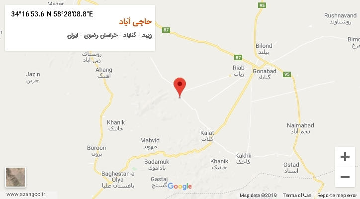 روستای حاجی آباد بر روی نقشه