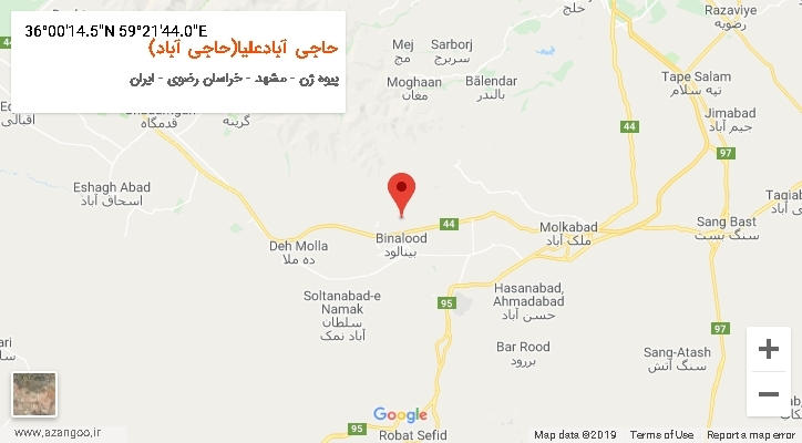 روستای حاجی آبادعلیا(حاجی آباد) بر روی نقشه