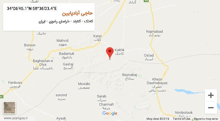 روستای حاجی آبادپایین بر روی نقشه