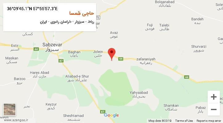 روستای حاجی شمسا بر روی نقشه