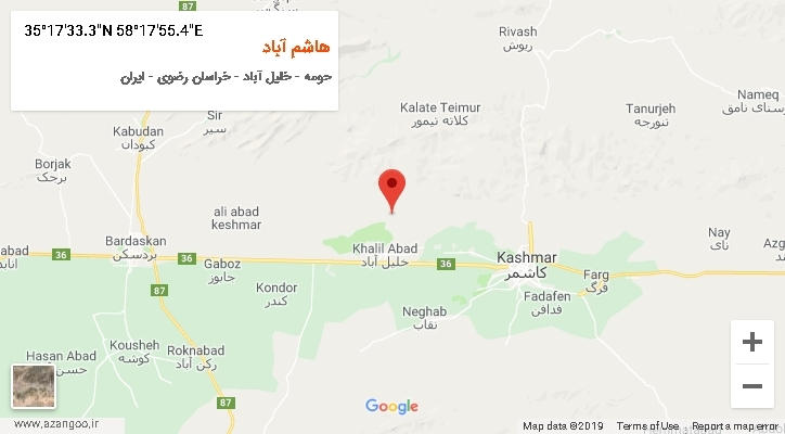 روستای هاشم آباد بر روی نقشه